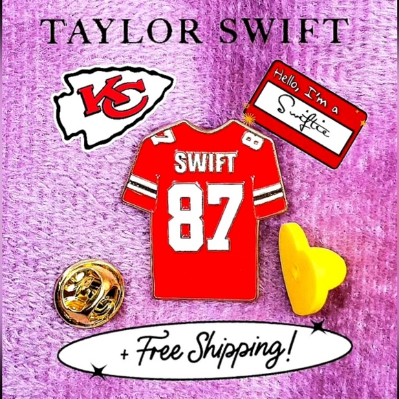 NFL Kansas City Chiefs Accessories - Taylor Swift, Travis Kelce (Swifty / Swifties), Kansas City Chiefs Jersey 87 Pin